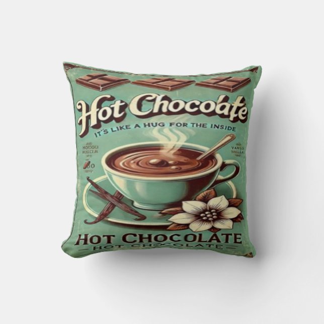 Vintage Hot Chocolate  Cushion (Front)