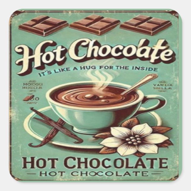 Vintage Hot Chocolate  Square Sticker (Front)