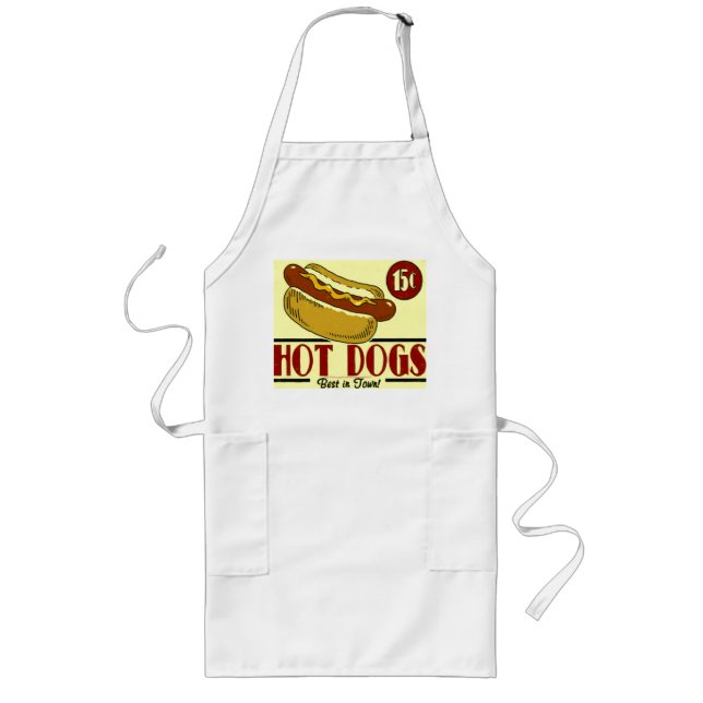 "Vintage HOT DOG 15 Cents AD" Long Apron (Front)