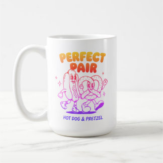 Vintage Hot Dog and Pretzel Mascot - Retro Coffee Mug