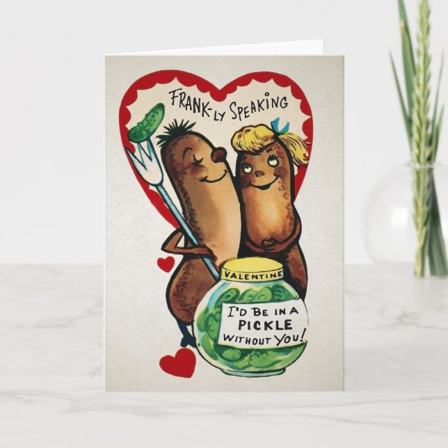 Vintage Hot Dog Franks Valentine's Day Card (Front)