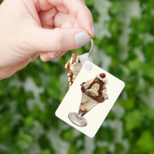 Vintage Hot Fudge Ice Cream Sundae Desserts Key Ring