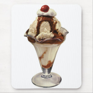 Vintage Hot Fudge Ice Cream Sundae Desserts Mouse Mat