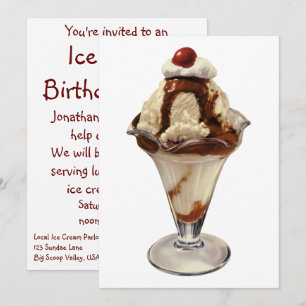 Vintage Hot Fudge Sundae Birthday Party Invitation