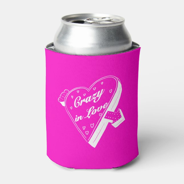 Vintage hot pink bachelorette  can cooler (Can Front)