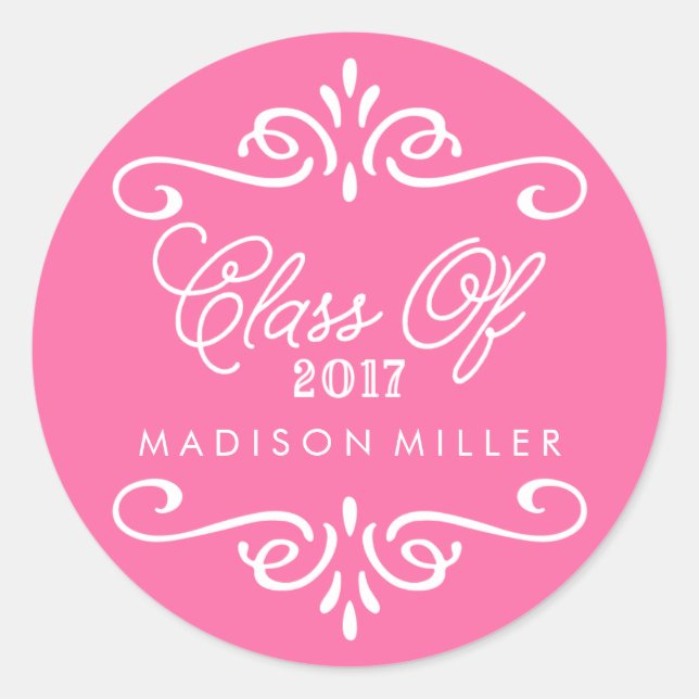 Vintage Hot Pink | Graduation Stickers (Front)