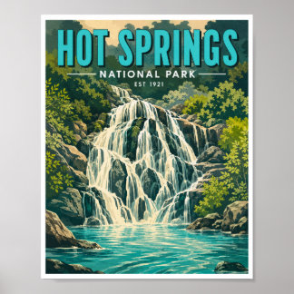 Vintage Hot Springs National Park Travel Poster
