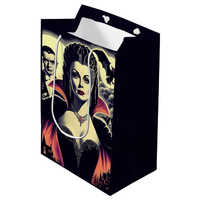Vintage Hot Vampire Woman Medium Gift Bag (Front Angled)