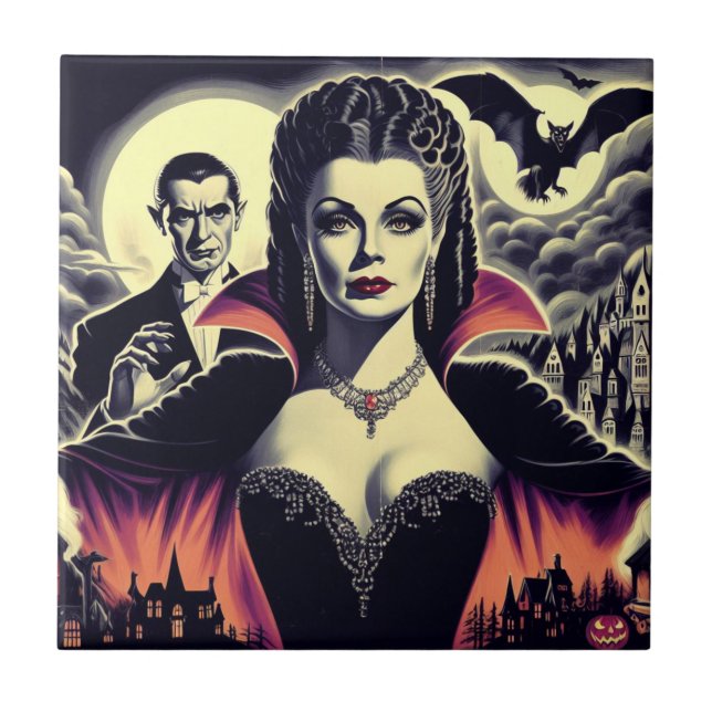 Vintage Hot Vampire Woman Tile (Front)