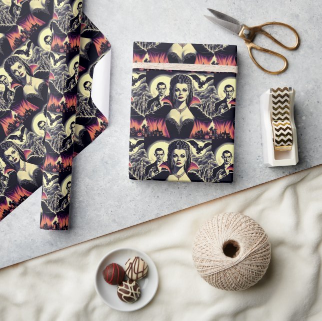 Vintage Hot Vampire Woman Wrapping Paper (Crafts)