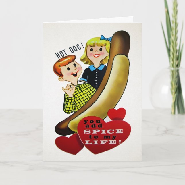 Vintage Hotdog Valentine's Day Card (Front)