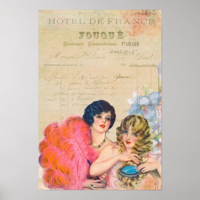 Vintage Hotel De France Fouque Elegant Ladies Poster (Front)