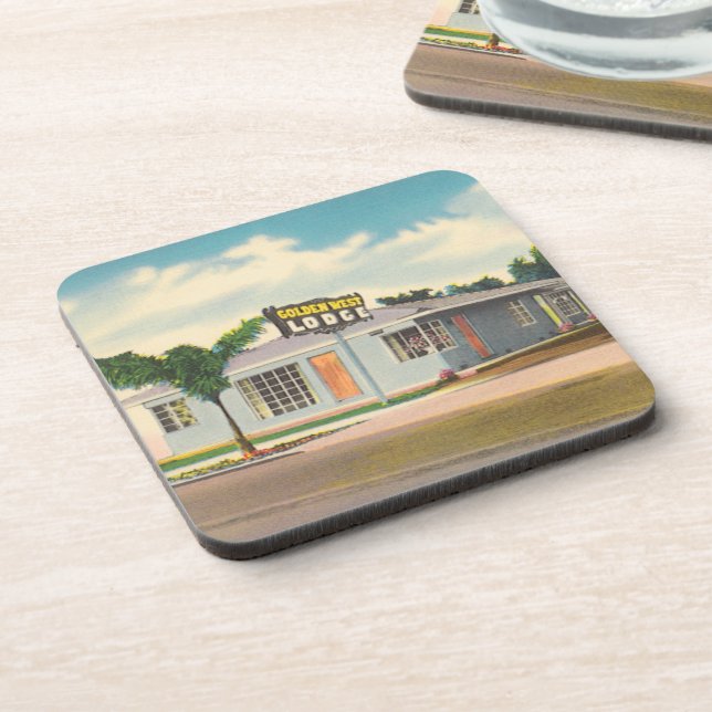 Vintage Hotel, Golden West Lodge Motel Coaster (Left Side)