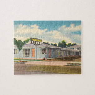 Vintage Hotel, Golden West Lodge Motel Jigsaw Puzzle