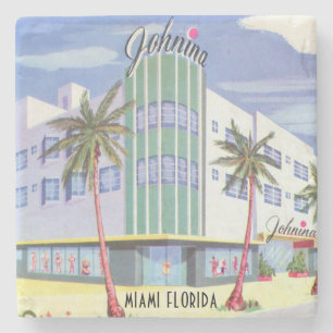 Vintage Hotel, Miami Beach, Florida Square Paper C Stone Coaster