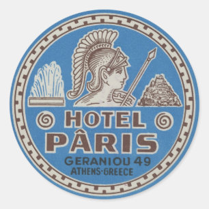 Vintage Hotel Paris Travel Art Classic Round Sticker