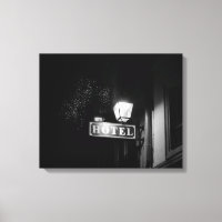 Vintage hotel sign, street light and many light