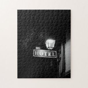 Vintage hotel sign, street light and many light jigsaw puzzle