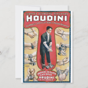 Vintage Houdini Handcuff King Advertising Poster