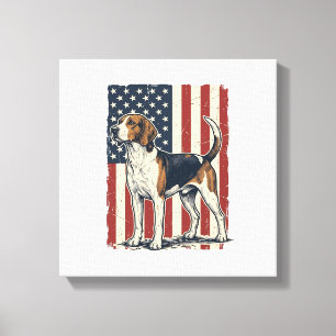 Vintage Hound Dog Patriotic Flag Vector Shirt Desi Canvas Print