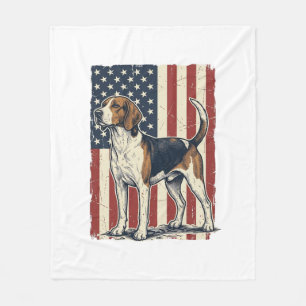 Vintage Hound Dog Patriotic Flag Vector Shirt Desi Fleece Blanket