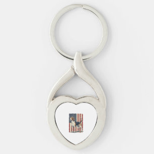 Vintage Hound Dog Patriotic Flag Vector Shirt Desi Key Ring