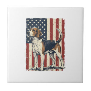 Vintage Hound Dog Patriotic Flag Vector Shirt Desi Tile