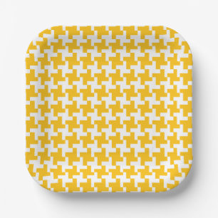 Vintage Houndstooth Pattern Paper Plate