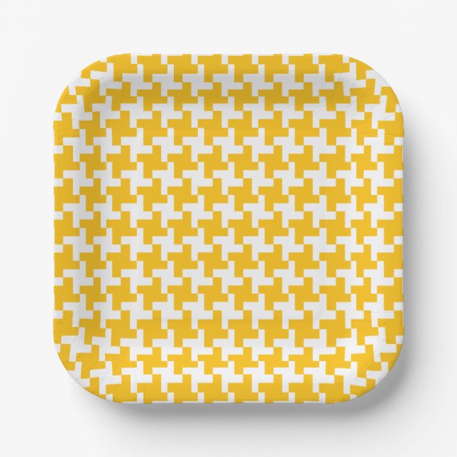 Vintage Houndstooth Pattern Paper Plate (Front)