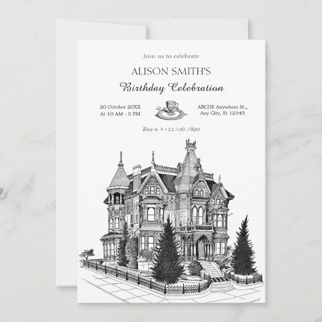 Vintage House architecture Invitation (Front)