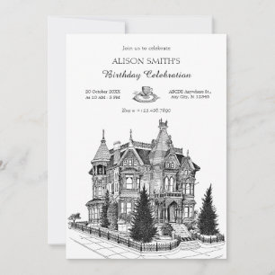 Vintage House architecture Invitation
