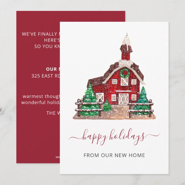 Vintage House Christmas Weve Moved Holiday Cards (Front/Back)