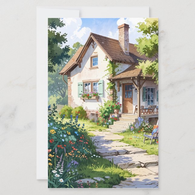 vintage house illustration card (Front)