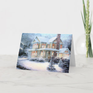 Vintage House In Winter Holiday Card