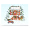 Vintage House Merry Christmas Snow Winter Scene 