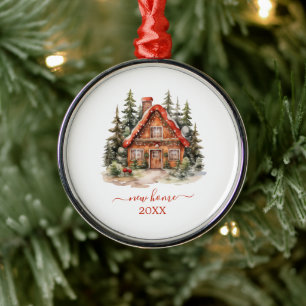 Vintage House New Home Christmas Holiday  Metal Tree Decoration