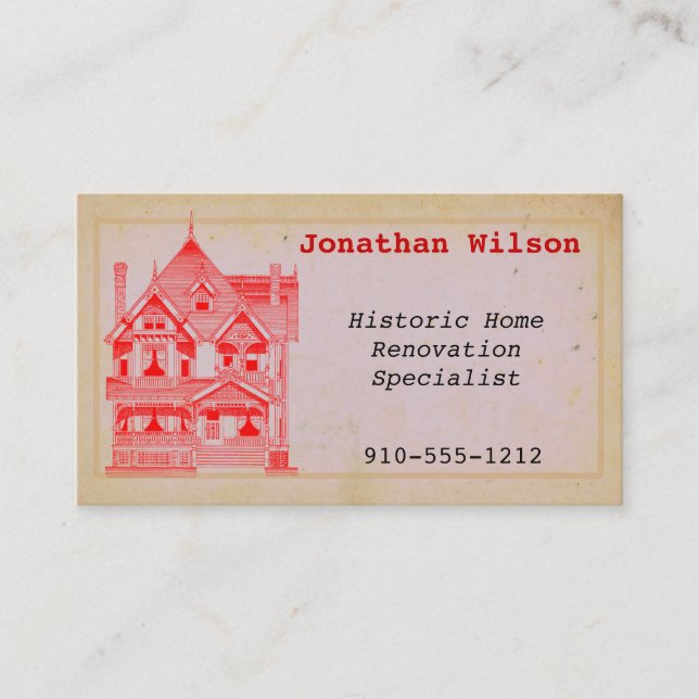 Vintage House Real Estate Renovation Business Card (Front)