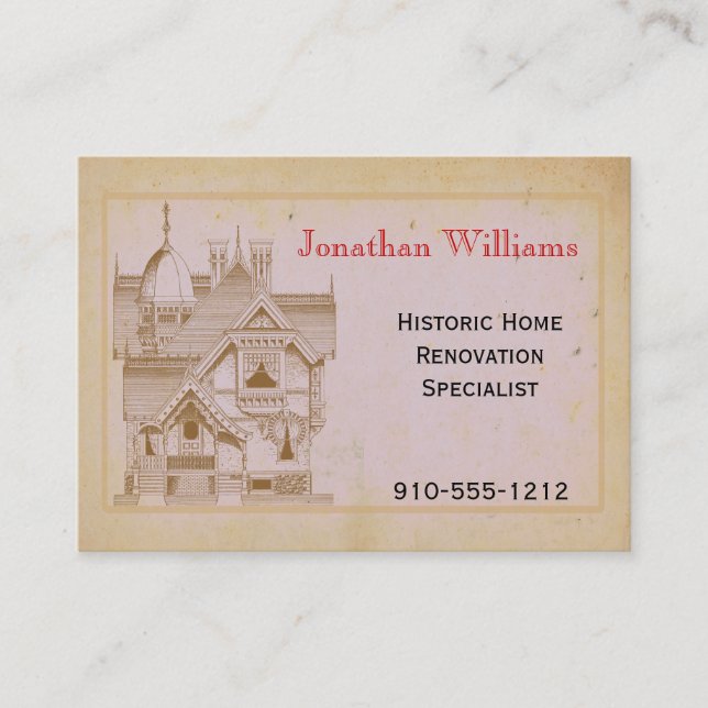 Vintage House Real Estate Renovation Business Card (Front)