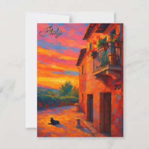 Vintage House Tuscany Italy Retro Europe Travel Postcard