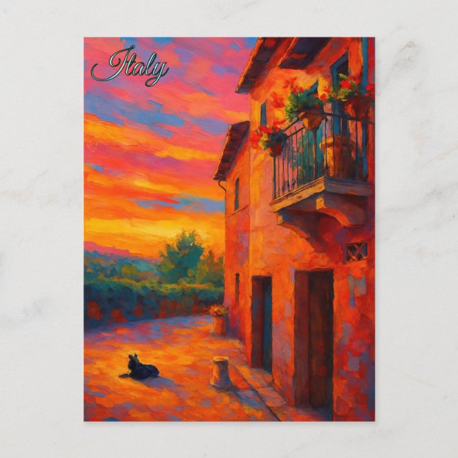 Vintage House Tuscany Italy Retro Europe Travel  Postcard (Front)