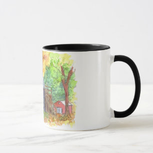 Vintage House Watercolor Landscape Mug
