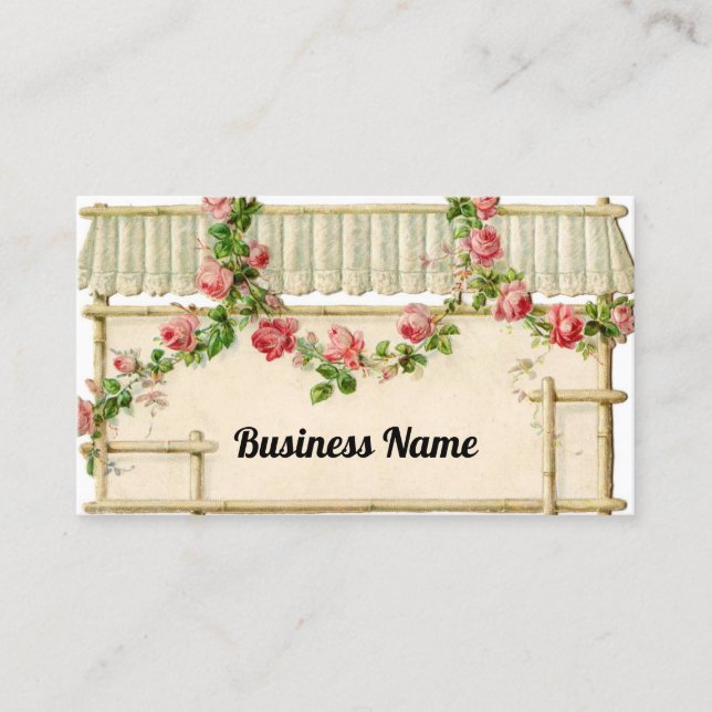Vintage House With Rose Garland Business Card (Front)
