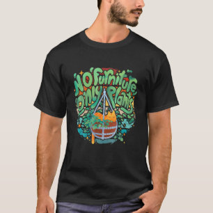 Vintage Houseplants Cat Sleeping No Furniture Only T-Shirt