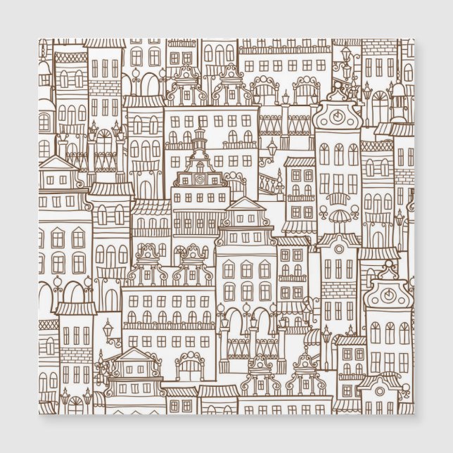 Vintage Houses: Architectural Seamless Pattern. (Front)
