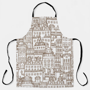 Vintage Houses: Architectural Seamless Pattern. Apron