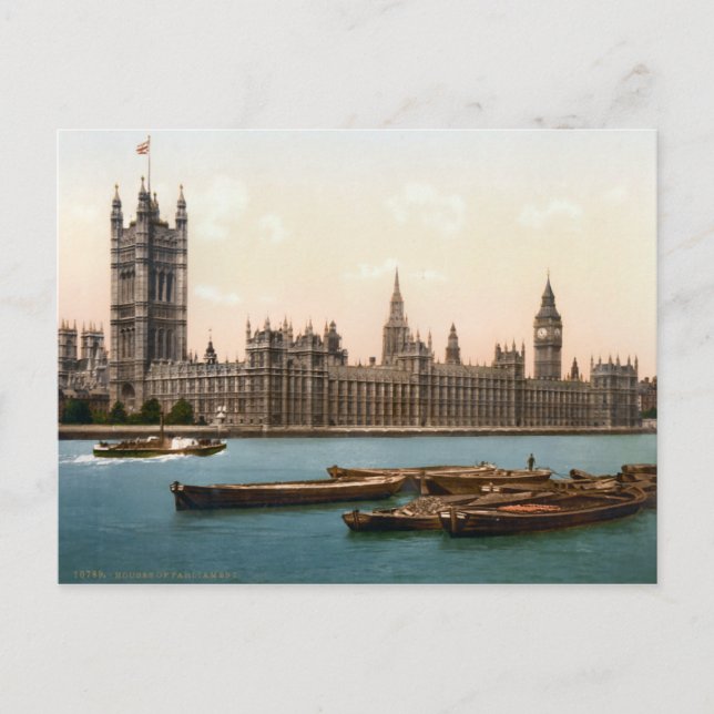 Vintage Houses of Parliament London Postcard (Front)