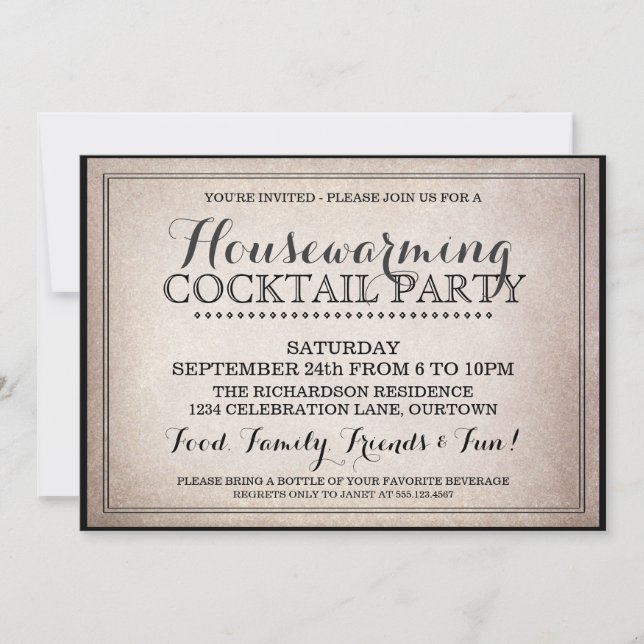 Vintage Housewarming Cocktail Party Invitation (Front)