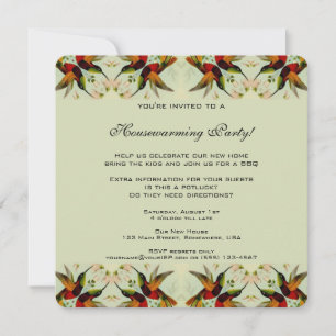 Vintage Housewarming, Hummingbirds Floral Flowers Invitation