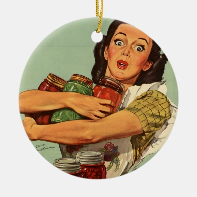 Vintage Housewife Ceramic Tree Decoration (Front)