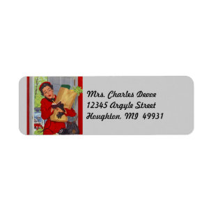 Vintage Housewife Errands run Return Address Label